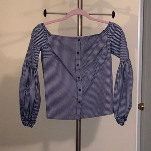 Express navy & white striped shirt 💙